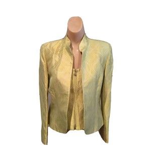 Flores & Flores Womens Tank Jacket Set Green Elegant Swirl Size 6 New